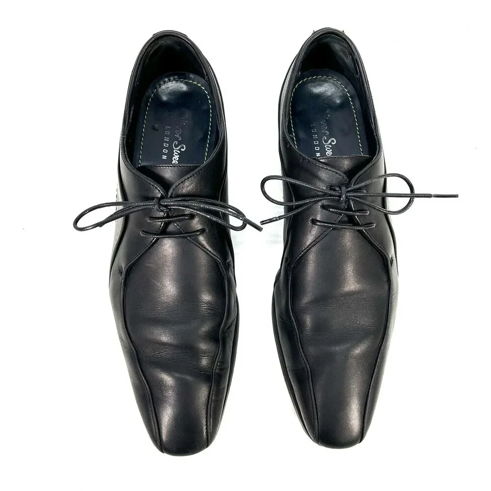 Oliver Sweeney London Pippin Derby Black Leather Dress Shoes Men's US9 EU42 UK8